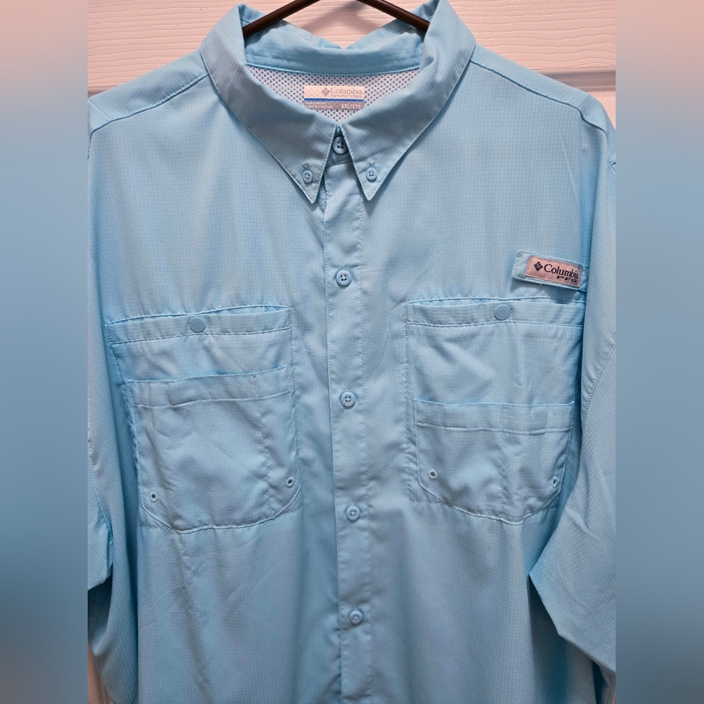 Mens Columbia PFG Sky Blue Fishing Shirt, XXL, NWOT